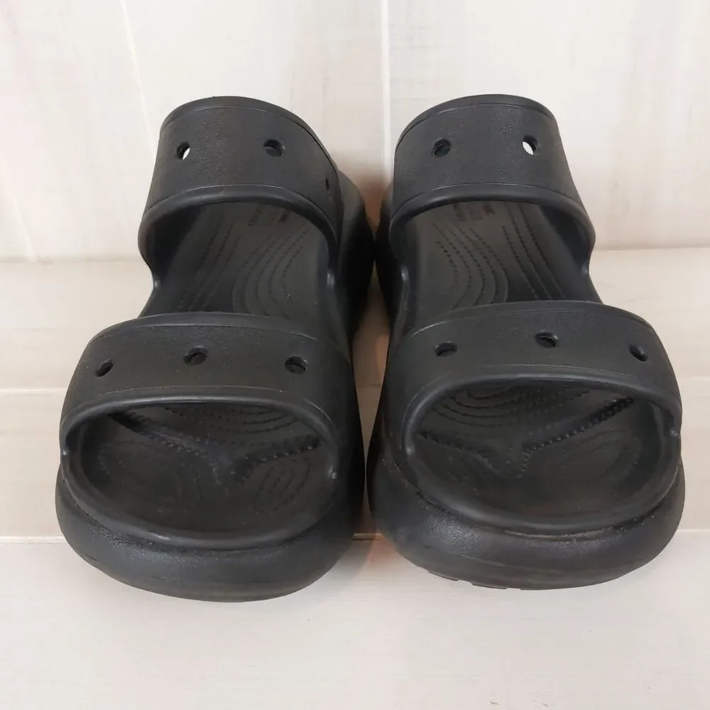 Crocs Classic Crush Thick Platform Sandal Men's Size 11 Black Slide Slipper